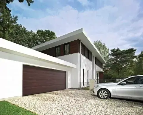 Braunes Garagentor im modernen Design