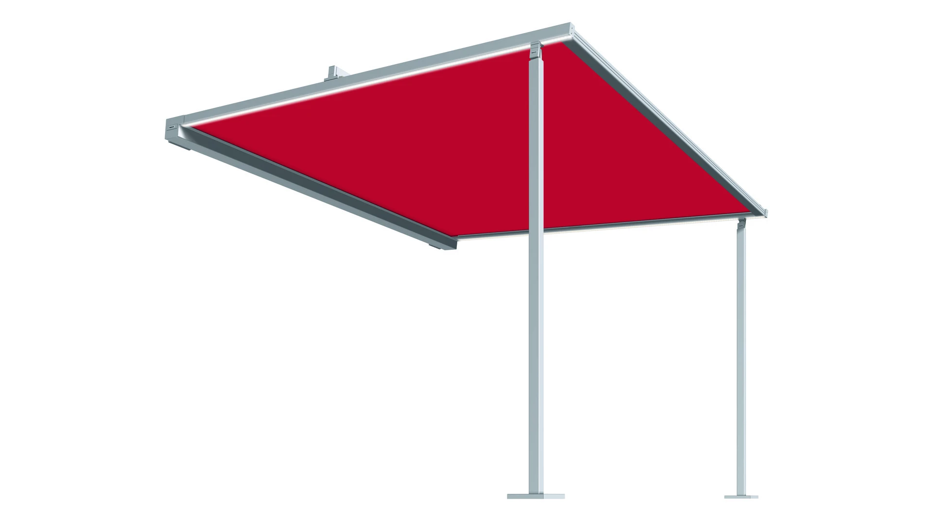 Rotes Sonnensegel mit Aluminiumrahmen